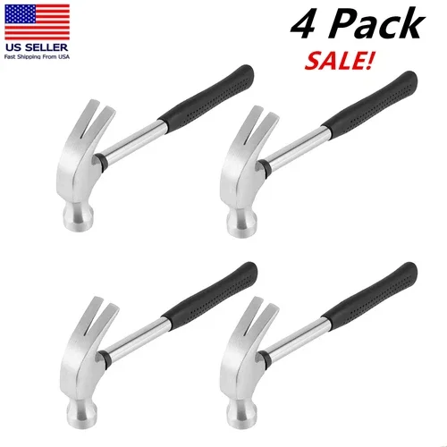 4X Small Claw Hammer, Rip Claw Hammer With Non Slip Shock Reduction Grip 8 Oz