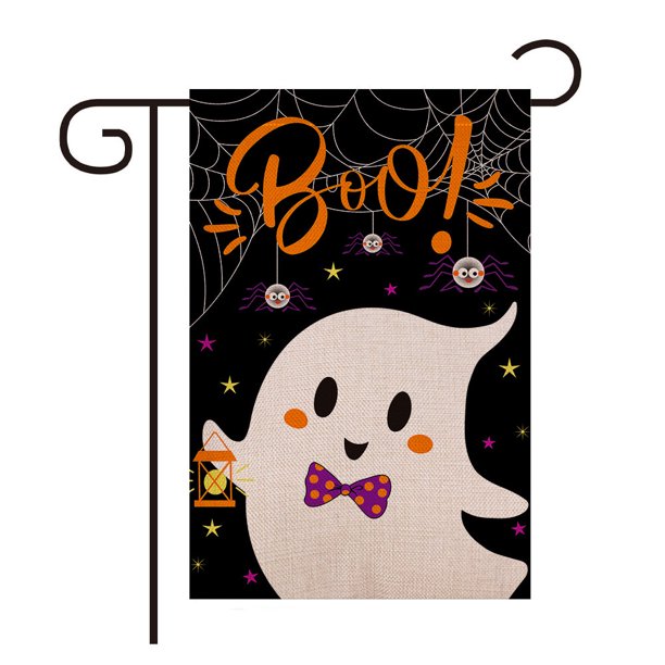 Otoño Halloween Calabaza Fantasma Jardín Patio Banner Banner Casa Decoración para el hogar 12 x 18 pulgadas MFZFUKR CPB-US-DYP57-6