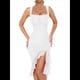thumbnail image 1 of Vestido Midi Ajustado Fruncido para Mujer, Cuello Cuadrado, Sin Mangas, Bajo con Volantes, Vestido de Fiesta para Discoteca, , Talla L, 1 of 8