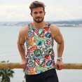 thumbnail image 6 of KLL Cute Nautical Print Men's Muscle Gym Workout Stringer Tank Tops Bodybuilding Fitness T-Shirts Tank Tops Men-Small, 6 of 7