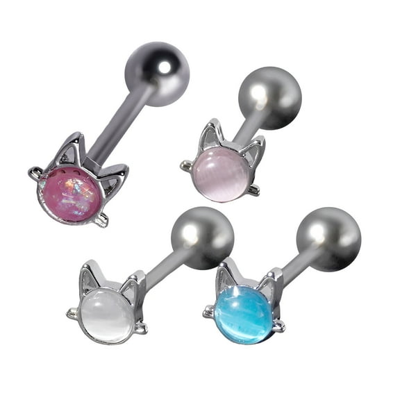 DESIGNICE 4Pcs Tongue Rings,Firm-Lock Thread Configuration Piercing Jewelry,Recyclable Structure Body Jewelry for Women,Color Mixing1