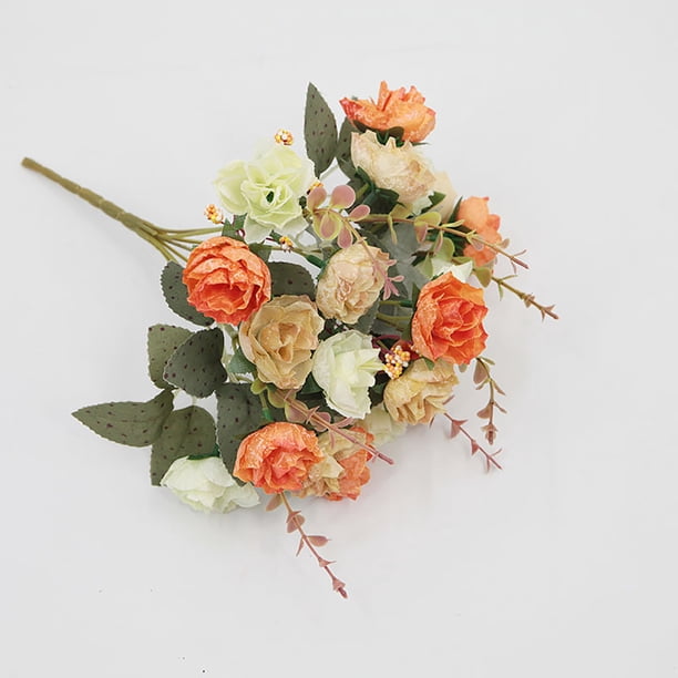 Ramo de rosas y peonías de seda artificial para decoración del hogar, bodas, fiestas – flores artificiales para centros de mesa o regalos, arreglo duradero de 12 pulgadas