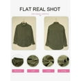 thumbnail image 4 of Womens Corduroy Button Down Shirts Boyfriend Long Sleeve Oversized Blouses Tops  Green L, 4 of 5