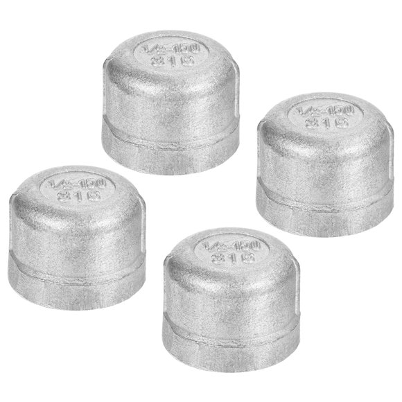 Unique Bargains 1/2' NPT Pipe Fitting Cap, 4 Pack Stainless Steel Pipe Cap for DIY, Plumbing