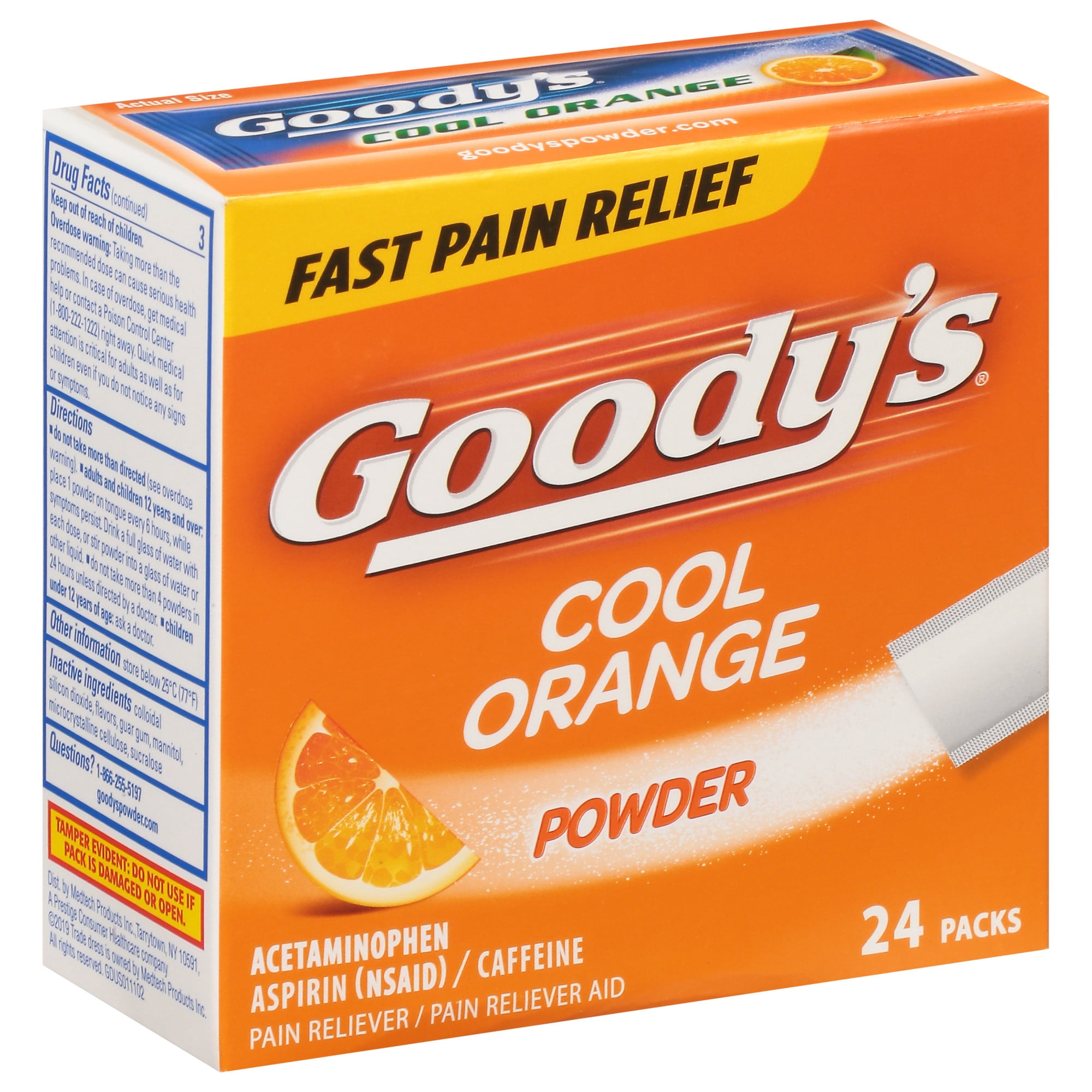 Goody’s Triple Action Pain Relief, Fast Headache Powder, Cool Orange Flavor, 24 Count