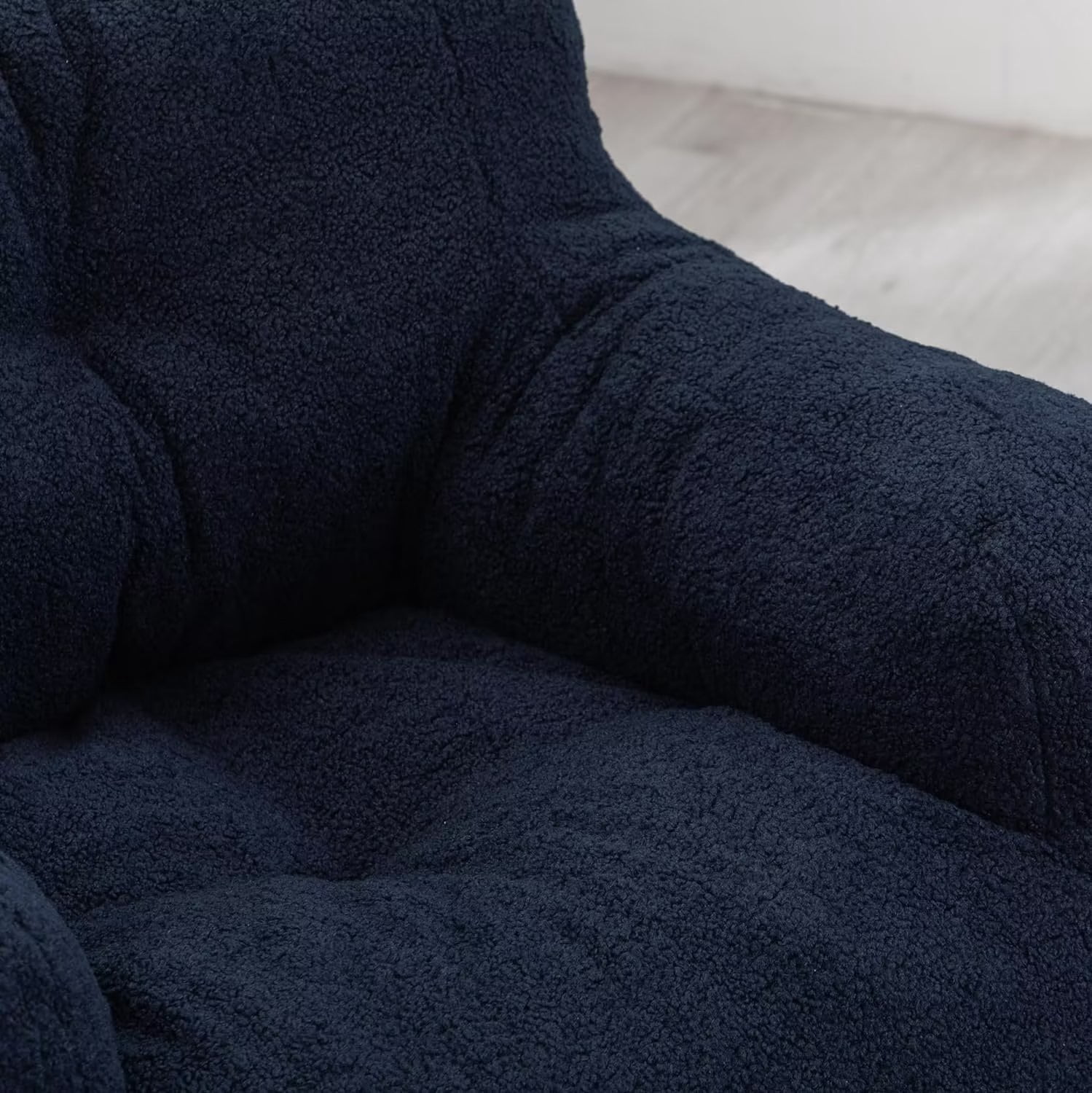 Lecut Bean Bag Chair Large Bean Bag Chair for Adults with Armrest Comfy Bean Bag Sofa with Foam Filling Fluffy Lazy Chair Soft Teddy Fabric Tufted Bean Bag for Dorm Bedroom Gaming Dark Blue