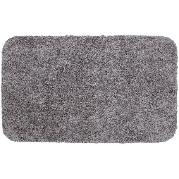 Mainstays Basic Polyester Bath Rug, Light School Grey, 19.5" x 32