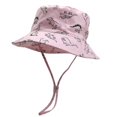 thumbnail image 1 of Sombrero de pescador para niños de primavera y verano, con estampado de dinosaurio de dibujos animados, sombrero de sol para bebés, sombrero de lavabo con protección solar para niños de ala grande, 1 of 6