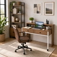thumbnail image 2 of Extendable Computer Desk with 2 Drawers, Home Office Desk with Pull Out Secondary Desk for Study,Working,Writing，Natural, 2 of 10