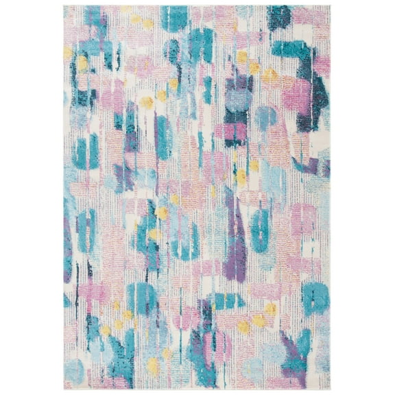 SAFAVIEH Lillian Ibrahim Polka Dot Area Rug, Pink/Turquoise, 5'3" x 7'7"