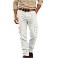 thumbnail image 6 of Mens Corduroy Pants Straight Wide Leg Button Work Pants Vintage Cargo Pants with Multi Pockets for Streetwear, 6 of 9