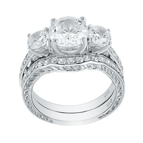 925 Sterling Silver Three Stone Wedding Ring Set for Women Wedding Ring Set Make Great Gifts for Girlfriend