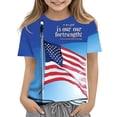 thumbnail image 3 of oelaio 4th of July Shirts Girls Boys Toddler American Flag Shirts Short Sleeve Crew Neck Patriotic Shirts Color Block Memorial Day Gifts Beige 9-10 Years, 3 of 6