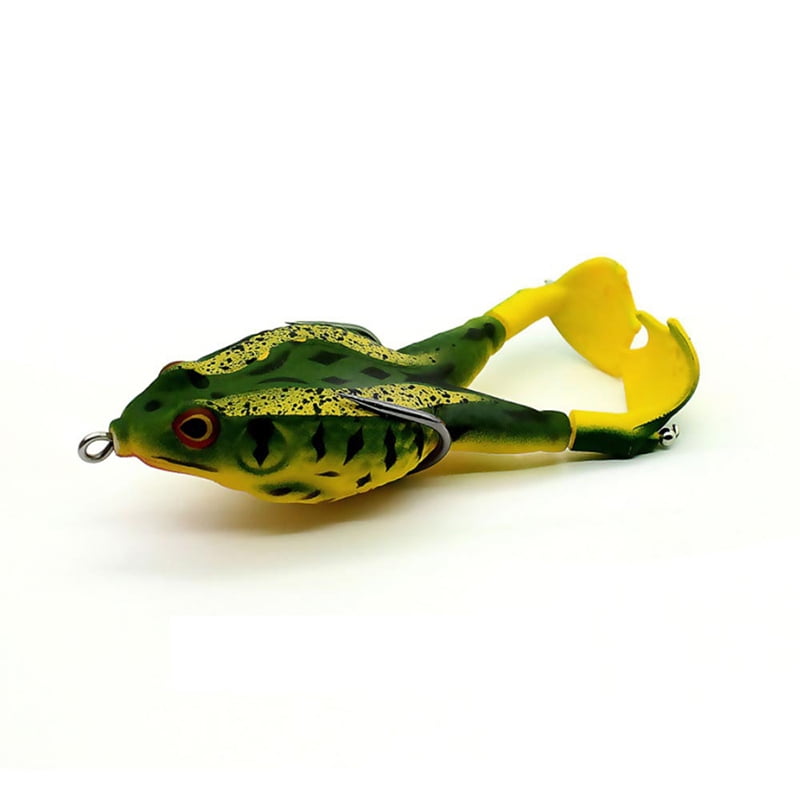 Dongtai Double Propeller Frog Soft Bait Fishing Accessory Silicone Simulation Frog Bait with Rotatable Legs and 2 Hooks 