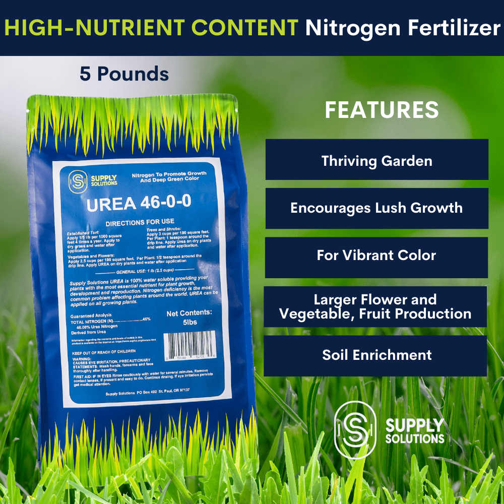 Supply Solutions Urea Nitrogen Organic Indoor Outdoor Lawn Fertilizer - Plant Food (5 Pounds)
