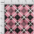 thumbnail image 1 of oneOone Georgette Viscose Light Pink Fabric Argyle Check Quilting Supplies Print Sewing Fabric By The Yard 42 Inches Wide, 1 of 4