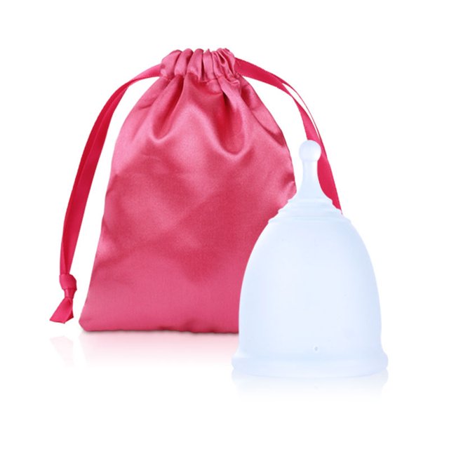 Copa menstrual de silicona Copa menstrual en lugar de servilleta sanitaria Copa de tía a prueba de fugas Copa de luna para mujer Silicona para nadar - Blanco (grande)