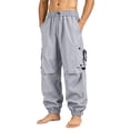 thumbnail image 2 of Men's Casual Straight Cargo Pants, Trousers, Joggers, Elastic Waist Drawstring Stretchy Lightweight Breathable Quick Dry, Multi-Pocket Relaxed Fit, Daily Gym Hiking Streetwear, 2 of 7