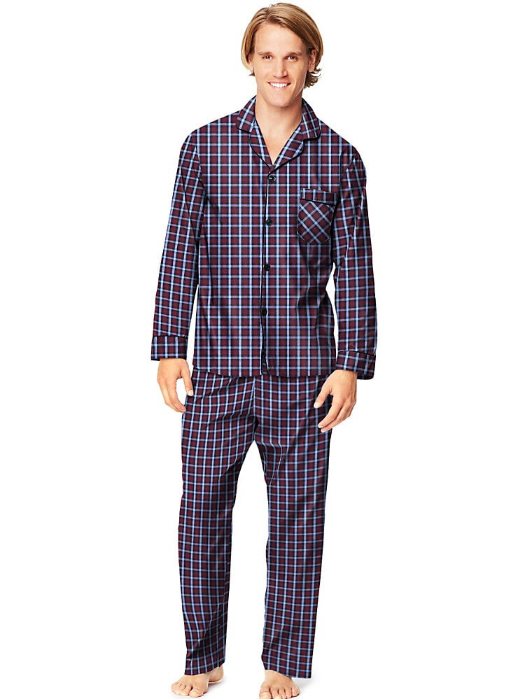 Details about   Hanes Woven Pajama Pajamas Set Size Men's Small Black/Gray Plaid New 