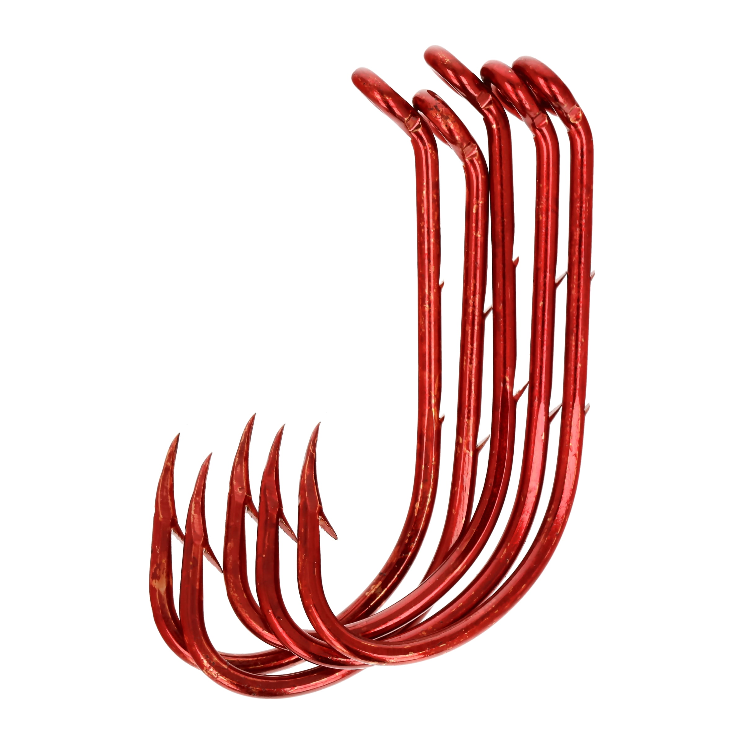 (6 pack) Lazer Sharp L181RGH-4 Baitholder Down Eye Offset Hook, Red, Size 4, 10 Pack