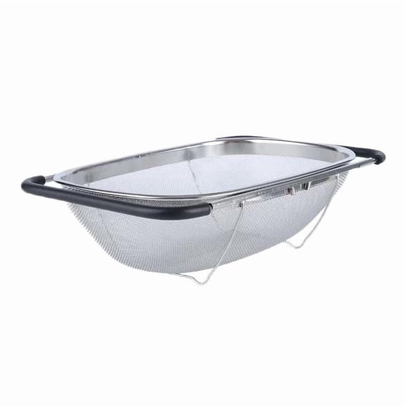 Stainless Steel Colander, Over Sink Fine Mesh Strainer with Extendable Handles for Pasta, Vegetables, and Fruits