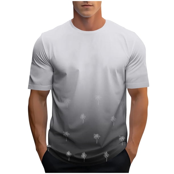 Camisetas de Manga Larga para Hombres, Camiseta Deportiva de Impresión Casual de Nueva Moda, Blusa de Cuello Redondo de Manga Corta