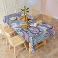 thumbnail image 5 of Purple and Teal Paisley and Floral Pattern Rectangle Tablecloth 60"x120",Waterproof Polyester Rectangle Table Cloth, Wipeable Spillproof Polyester Tablecloth for Dining, Camping, Indoor and Outdoor, 5 of 6