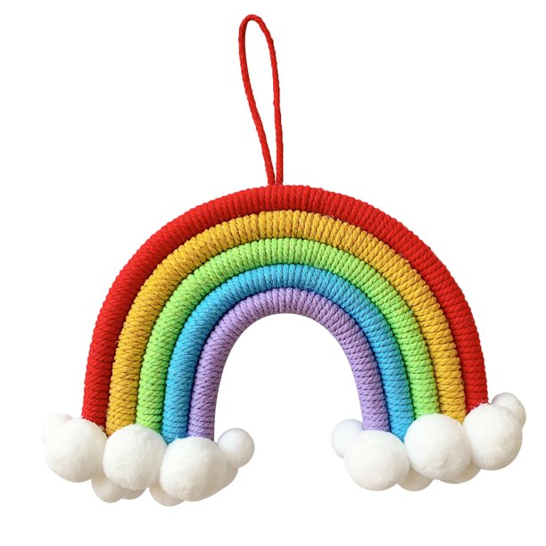 Colgante de decoración de habitación para niños, colgante de decoración de pared de arco iris de nubes tejidas Wmkox8yii fhajkh1037