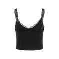 thumbnail image 4 of VISgogo - Camiseta sin mangas para mujer con decoración de dobladillo de flores de encaje, ropa de verano con cuello en V profundo y parte delantera abierta VISgogo moda, 4 of 9