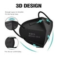 thumbnail image 2 of 50pcs KN95 Face Mask Black 5 Layer Cup Dust Safety Masks Filter Efficiency≥95% Breathable Elastic Ear Loops Black Masks, 2 of 7