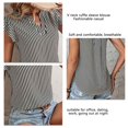 thumbnail image 3 of Blusa de manga corta con volantes Blusa de manga corta con escote en V y estampado de rayas para mujer, 3 of 5