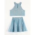 thumbnail image 4 of Miutii Kids Shiny Jazz Disco Outfits Cheer Outfit Hip Hop Dance Dress Sets for Competitions Cha-cha Light Blue 6-10, 4 of 6