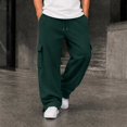thumbnail image 2 of Glisme Pants For Men High Waist Straight Leg Loose Fit Solid Color Slacks Simple Bottoms M Dark Green, 2 of 8