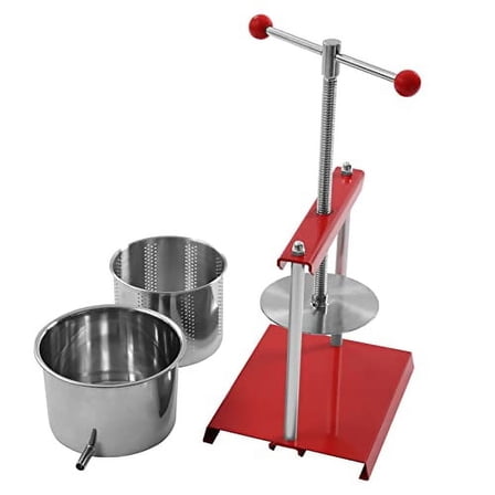 Cheese Tincture Herb Fruit Wine Manual Press, Fruit Wine Cider Press, Grape Crusher Juice Maker, Juicer Stainless Steel, Easy to Clean & Use W/Ball Handle (6L)