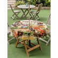 thumbnail image 3 of Happy Easter Outdoor Tablecloth - 54 Inch Round Dining Table Cover, Bunny Eggs Spring Mushrooms Floral Rustic Yellow Waterproof Outdoor Table Cloth with Umbrella Hole & Zipper for Picnic/Patio/Party, 3 of 7