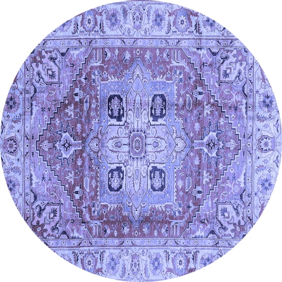 Ahgly Company Indoor Round Abstract Blue Modern Area Rugs, 4' Round