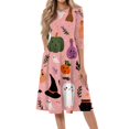 thumbnail image 2 of Womens Halloween Dress Pumpkin Skeleton Ghost Funny Scary Quick-Dry Lightweight Retro Halloween Clothing, 2 of 7