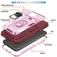thumbnail image 2 of iPhone 12 Case,Dteck Shockproof Rubber Slide Camera Lens Protection Hybrid PC Ring Holder Kickstand Card Slot Design Cover For Apple iPhone 12 6.1-inch,Pink, 2 of 9