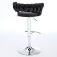 thumbnail image 3 of Set of 2 Bar Stools with Chrome Footrest and Base Swivel Height Adjustable Mechanical Lifting Velvet, Chrome Leg Simple Bar Stool (Black), 3 of 11