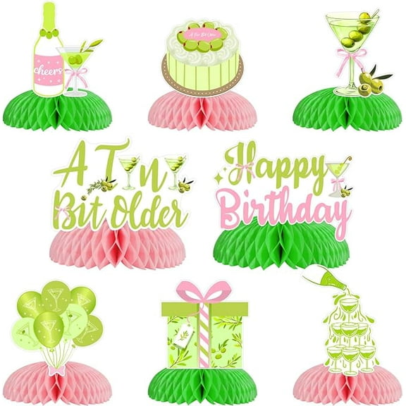 A Tini Bit Older Birthday Decoration, 8pcs Martini Birthday Decoration Honeycomb Centerpiece Happy Birthday Table Decoration for Martini Cocktail Birthday Party Decoration