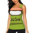 thumbnail image 2 of Picia Fresh Sushi Pattern Women's Workout Tank Top,Breathable Activewear,Slim Fit Athletic Top,Versatile Workout Moisture-wicking top-Small, 2 of 9