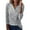 Grey, variant on EDFBUYKRS Women's Casual Bohemian V-Neck Long-Sleeved Ruffle Sleeve Blouse Loose Shirts M