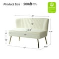 thumbnail image 3 of Tina's Home Velvet Upholstered Loveseat Sofa with Gold Metal Legs, White Tufted Back Home Bedroom Ivory, 3 of 9