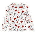 thumbnail image 4 of Spazoro Kids Girls Pullover Shirts Tee, Valentine's Day Heart Prints Spring and Summer Round Neck Fashion Long Sleeve Casual Tops for Child Girls White Size 5 T, 4 of 8