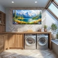 thumbnail image 6 of Landscape Wall Art for Living Room Mountain Lake Large Painting Art Prints Spring Nature Artwork Flowers Pictures for Bedroom Dining Room Modern Farmhouse - 29"x57", 6 of 7
