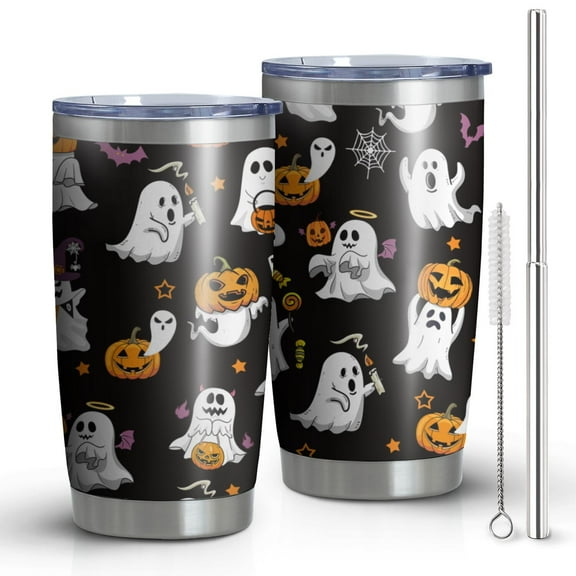 Halloween Witch Craft 20oz Stainless Steel Tumbler - Retro Horror Artwork Insulated Travel Cup for Hot Coffee