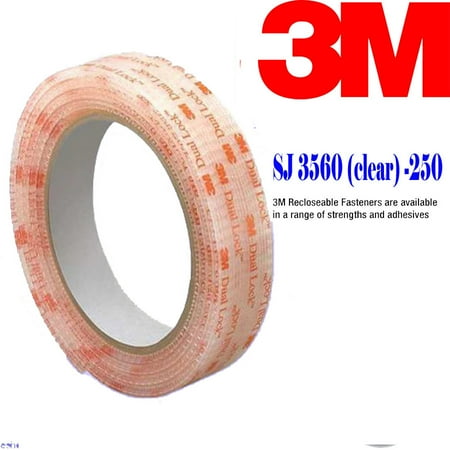 Genuine 3M Dual Lock SJ3560 Type 250 VHB Clear Reclosable Fastener, 1" W x 5' Indoor/Outdoor Mobile E-Zpass Mouting Strips