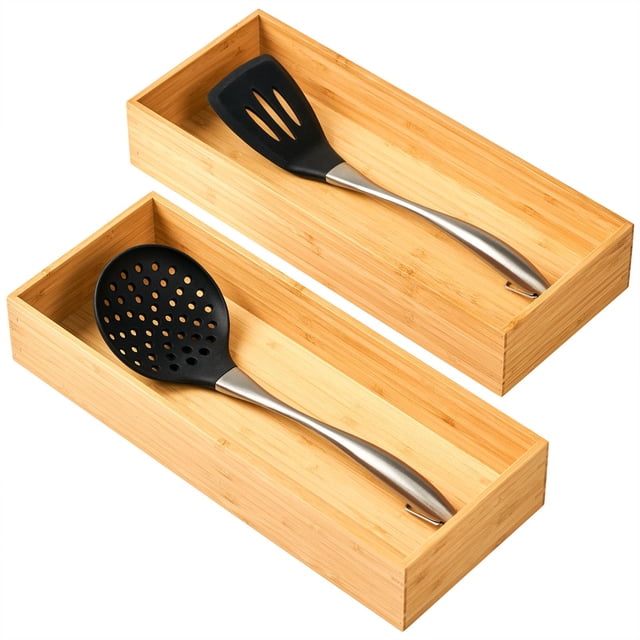 Organizador de utensilios de cocina Umilife Bamboo extra alto, 15 x 6 x 2,5 cm