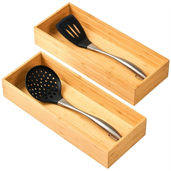 Organizador de utensilios de cocina Umilife Bamboo extra alto, 15 x 6 x 2,5 cm