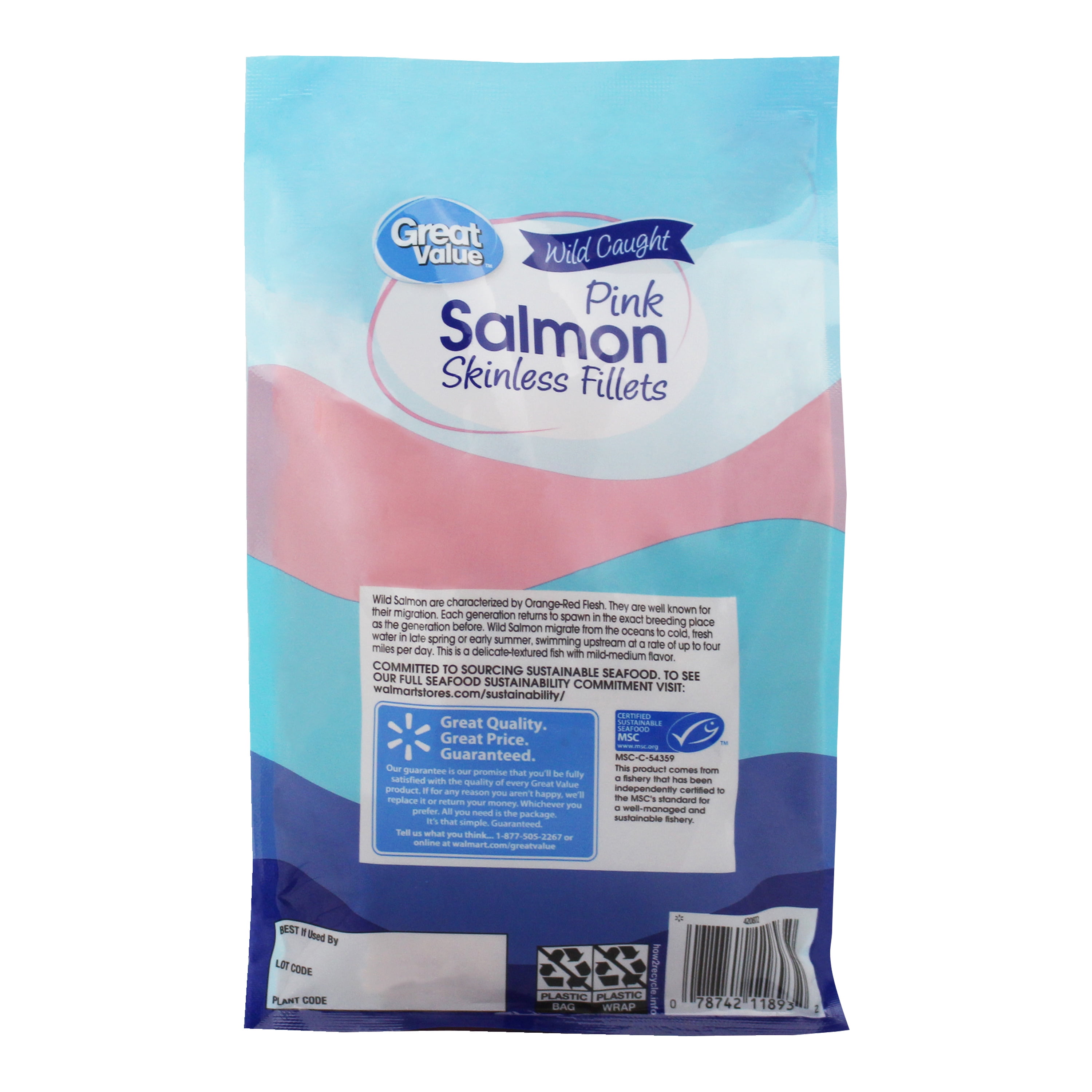 great value wild caught pink salmon skinless fillets